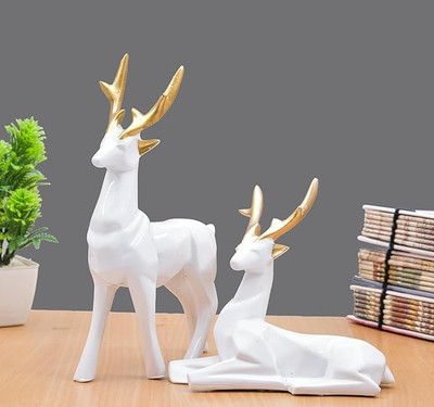 Vinaika enterprises Elegant Deer Showpiece Figurine Decorative Showpiece  -  25 cm(Ceramic, White)