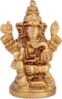 aakrati Sitting Lord Ganesh Decorative Showpiece  -  5 cm(Brass, Gold)