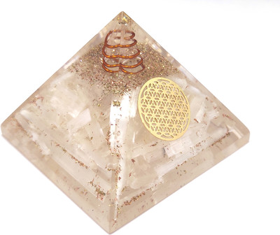 Sawcart Selenite Orgone Crystal Pyramid with Flower of Life Symbol for Reiki Healing Decorative Showpiece  -  5.5 cm(Stone, Crystal, White)