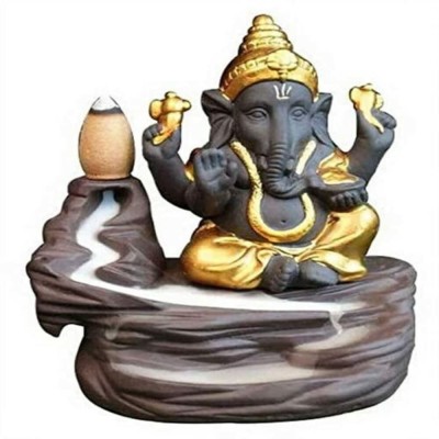 mebaty Lord Ganesha I Home Office Gift Decorative Backflow Smoke Fountain lGanesha Idol Decorative Showpiece  -  10 cm(Resin, Gold)