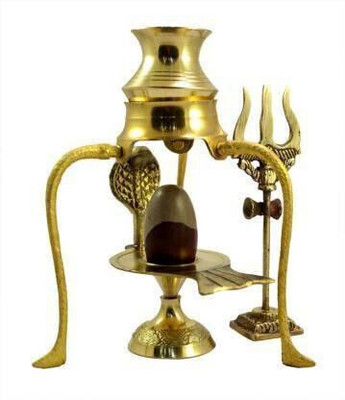SBBCO Narmadeshwar Shiva Ling / Shivling with Jalahari Yoni Decorative Showpiece  -  14 cm(Brass, Gold)