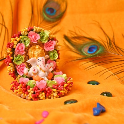 crafonic Ganesh idol for car dashboard|ganesh murti|ganpati idol for home Decorative Showpiece  -  10.2 cm(Polyresin, Fabric, Multicolor)