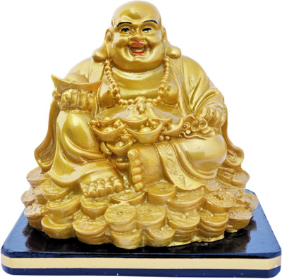 The Cube Mart The Cube Mart laughing buddha statue, laughing buddha idol Decorative Showpiece  -  15 cm(Resin, Yellow)
