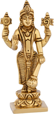 Shreeyash Brass Vishnu Ji Idol Shank Chakra Holding in (Brass Gold) Decorative Showpiece  -  12.7 cm(Brass, Gold)