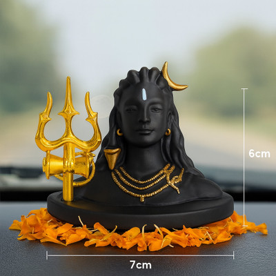 ANADH Adiyogi Shiva Statue - Mini Adiyogi for Car Dashboard, home and office Decorative Showpiece  -  6 cm(Plastic, Black)