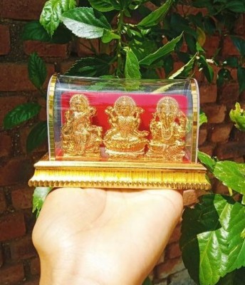 Awesome Craft Gold Plated Lord Ganesh-Lakshmi & Maa Saraswati for Home Decor Decorative Showpiece  -  10 cm(Gold Plated, Gold)