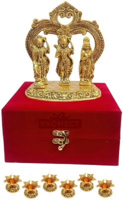 RKONECT Golden Metal Ram Darber Idol Murti With 6 Piece Jyot Diya Under Velvet Gift Box Decorative Showpiece  -  16.5 cm(Metal, Gold Plated, Gold)