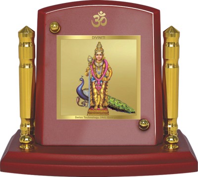 DIVINITI Lord Murugan God Idol Photo Frame Car Dashboard Table Décor|MDF 1B P+ Decorative Showpiece  -  7 cm(Wood, Brown)