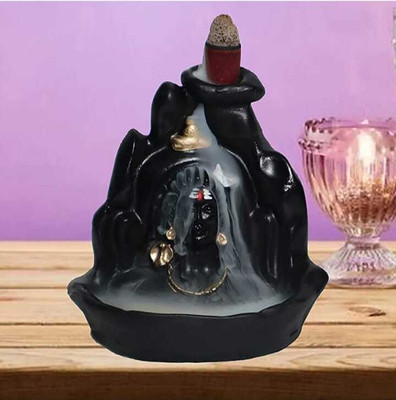 NIHARIKA HANDICRAFT Adiyogi smoke fountain free 10 smoke backflow sticks -12 cm | HOME DECOR| IDOL Decorative Showpiece  -  12 cm(Resin, Black, Gold)