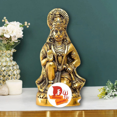 DARIDRA BHANJAN Metal Hanuman ji Murti / Bajrangbali Murti Idol Decorative Showpiece  -  16 cm(Metal, Gold)