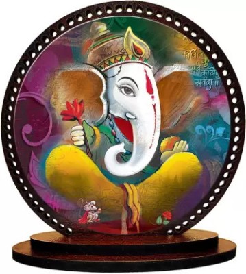 Giftlab Lord Ganesha Dashboard idol for Car and Home Decorative Showpiece Decorative Showpiece  -  8 cm(Wood, Multicolor)