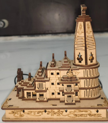 Ramalay Shri Ram Mandir 3D Design Decorative Showpiece  -  18 cm(Paper Mache, Brown)