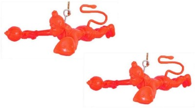 Prapti Store Silicone Rubber Flying Lord Hanuman Ji for Car Hanging Bajarangbali Decorative Showpiece  -  7 cm(Plastic, Orange)