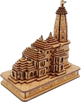 Madhut Shri Ram Mandir 3D Wooden Temple Model for Home, Office & Gift Showpiece Decorative Showpiece  -  11.43 cm(Wood, Brown)