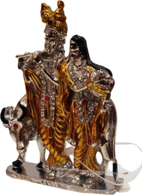 BRASS BLESSING Lord RADHA KRISHNA Statue Figurine For Car / Home / Temple (1394) Decorative Showpiece  -  4 cm(Aluminium, Multicolor)