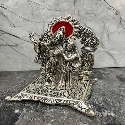 craft Creation RADHA KRISHNA Decorative Showpiece  -  12 cm(Aluminium, Silver)