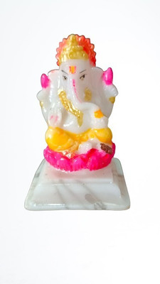 ggytu Multicolour Marble Idols Ganesh Statue for Pooja(PACK OF 1) Decorative Showpiece  -  7 cm(Marble, Multicolor)