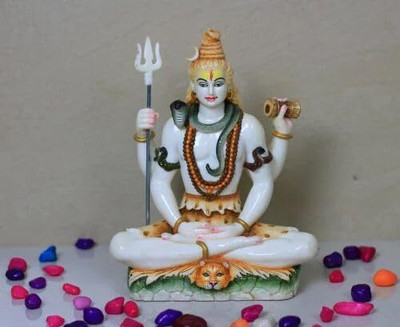RD MANUFACTURING Shiva Idols, Shiva Statue, Lord Shiva Idol Decorative Showpiece  -  15.2 cm(Marble, Brown)