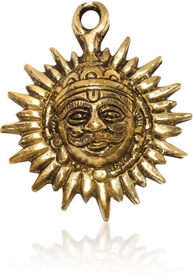 Adhvik Brass Sun Face Wall Hanging Idol Statue for Good Luck & Positivity at Home Decorative Showpiece  -  3 cm(Metal, Gold)
