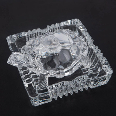 Alodie Crystal Tortoise with Plate for Vastu | Feng Shui Turtle for Wealth & Luck Decorative Showpiece  -  11 cm(Crystal, White)