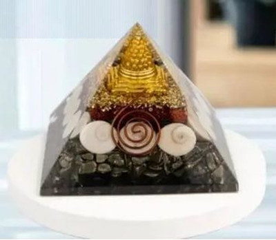 yantra Pyrite Pyramid Original Gomti Chakra Shree Yantra Laxmi Pyramid Decorative Showpiece  -  7 cm(Crystal, Multicolor)