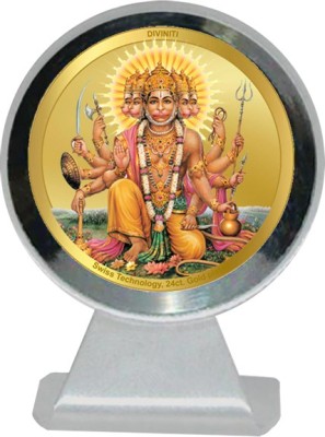 DIVINITI Panchmukhi Hanuman Idol Photo Frame Car Dashboard|24K Gold Plated MCF 1CR Frame Decorative Showpiece  -  11 cm(Metal, Silver)