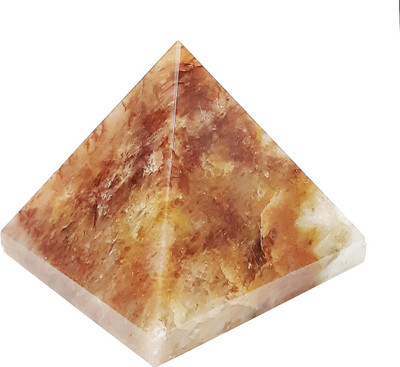 Shubhanjali Sunstone Crystal Gemstone Pyramid for Vastu Chakra Healing positivity 400-450 Gm Decorative Showpiece  -  7.5 cm(Crystal, Stone, Orange)