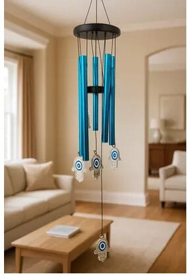 BALAJI DECORATION WINDCHIME EVIL EYE HANGING BUDDHA HUMSA SHOWPIECE GIFT ITEMS WALL HANGING HOME Decorative Showpiece  -  15 cm(Metal, Silver)