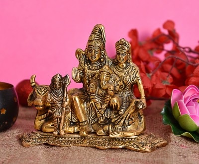 HOUZZPLUS Shiva Ganesha Parvati -shiv parivar-shiva parivar-shiva idol- shiv ido- Murti - Statue Decorative Showpiece  -  18 cm(Aluminium, Multicolor)