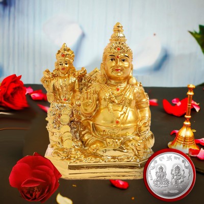 Kitlyn Kuber Laxmi Idol Good Luck Success Home/Office Décor/Diwali Puja & Gift/ Coin Silver Plated Yantra(Pack of 2)