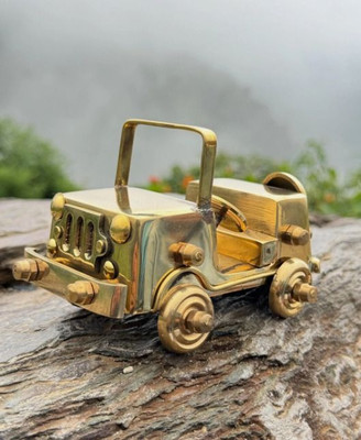NestoriaLiving Brass Antique Jeep Model by NESTORIA LIVING Retro Table Showpiece Decorative Showpiece  -  10 cm(Brass, Gold)