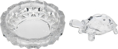 Synlark Feng Shui Crystal Tortoise, Turtle with Crystal Plate for Good Luck ,Kachua Decorative Showpiece  -  11 cm(Crystal, Clear)