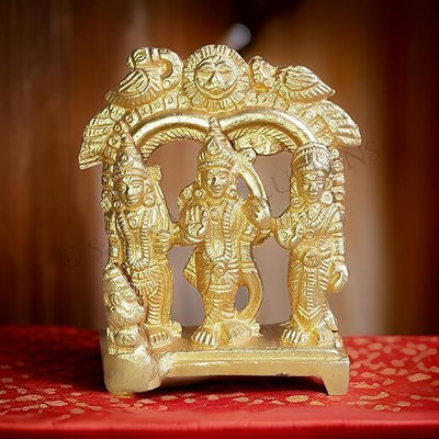 salvusappsolutions Sacred Brass Ram Darbar Statue for home, office, temple (Golden_2.5x3 Inch) Decorative Showpiece  -  7 cm(Brass, Gold)