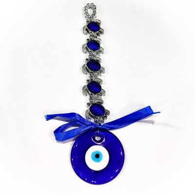 HWAN Blue Evil Eye Round design Decoration | Protection and Blessing | Nazar Battu | Decorative Showpiece  -  1 cm(Glass, Blue)