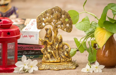 Rci Handicrafts Shri Radha Krishna Under Kadam Tree Idol Statue ShowPiece for Pooja Home Office Decorative Showpiece  -  8 cm(Brass, Multicolor)