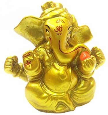 Om ssvmb9 Om ssvmb9 Lord Ganesha Golden Religious/Decorative Idol Decorative Showpiece  -  7.5 cm(Marble, Gold)