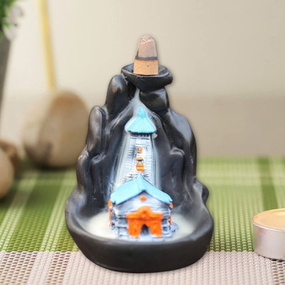 PUCHCHI Shiva Kedarnath Dham Smoke Fountain Incense Holder Idol & 30 Free Smoke Cones Decorative Showpiece  -  8.9 cm(Resin, Multicolor)