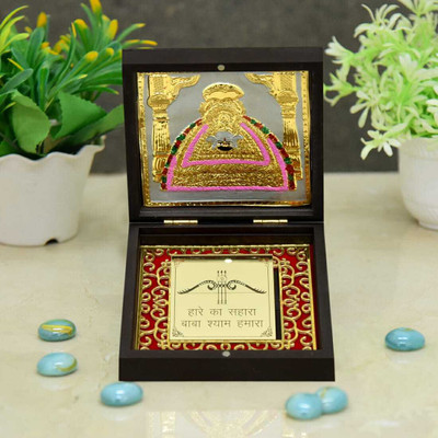 Tedlayer 24 K Gold Plated Khatu Shyam Baba Photo Frame Charan Paduka Decorative Showpiece  -  3.5 cm(Plastic, Brown)