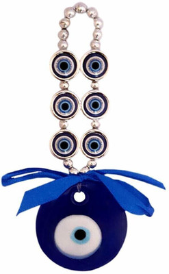Bless Kraft Evil Eye Turkish Hamsa Glass Ornament Nazar Battu Recommended by Vaastu Expert Decorative Showpiece  -  18 cm(Polyresin, Blue)