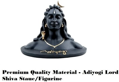 Tamrat A5 Resin Adiyogi Shiva Statue for Car Accessories for Dash Board, Pooja & Gift Decorative Showpiece  -  10 cm(Polyresin, Black)