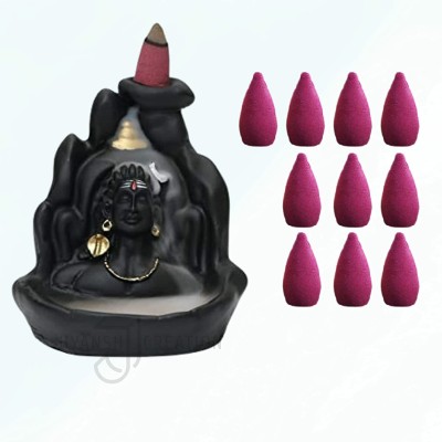 villosa shiv smoke fountain Decorative Showpiece  -  12 cm(Ceramic, Black)