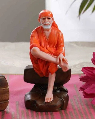 shree krishana traders Shirdi Sai Baba Statue Decorative Showpiece  -  12 cm(Polyresin, Orange)