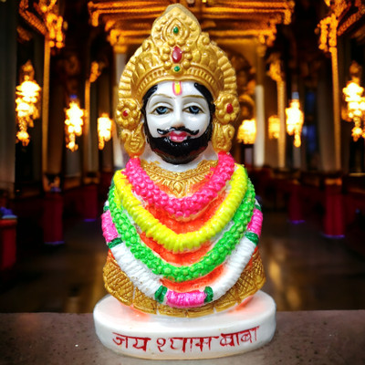 VK Trending Bazaar Khatu Shyam Ji Khatu Naresh Shish ke Daani Idol Resin Marble Finish Murti Decorative Showpiece  -  10 cm(Resin, Multicolor)