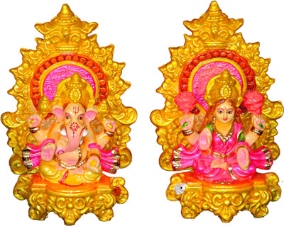 SUNINOW Terracotta Laxmi Ganesh murti / Clay laxmi ganesh idol Decorative Showpiece  -  18 cm(Terracotta, Multicolor)