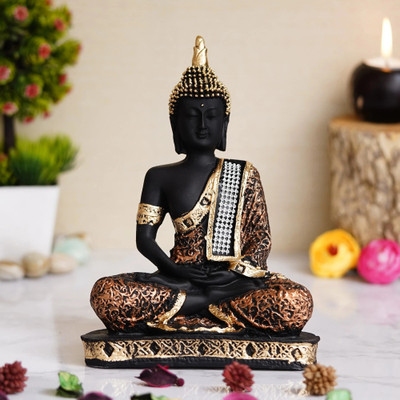Royalbox Meditating Buddha Statue For Home Decor Idol/Showpiece Decorative Showpiece  -  17 cm(Polyresin, Copper)
