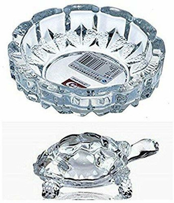 JMMART Feng Shui Tortoise On Plate Showpiece for Good Luck Decorative Showpiece - 2 cm Decorative Showpiece  -  4 cm(Glass, White)