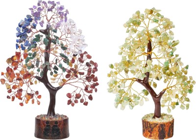VIBESLE Seven Chakra Tree of Life - Crystal Tree - Spiritual Decor, Jade Tree Decorative Showpiece  -  25 cm(Stone, Multicolor)