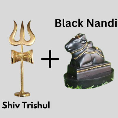 sanskaari Shiv Brass Trishul lord nandi maharaj shiv vahan Decorative Showpiece  -  7 cm(Resin, Multicolor)
