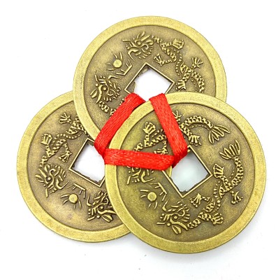 Plus Value Feng Shui Good Luck Prosperity Coins – Set of 10 Decorative Showpiece  -  4 cm(Brass, Gold)