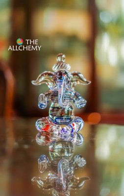 THE ALLCHEMY Decorative Showpiece  -  14 cm(Glass, White, Blue)